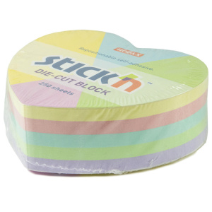 Бумага с липким краем (67*67мм) 250л, 5цв., ПАСТЕЛЬ, сердце