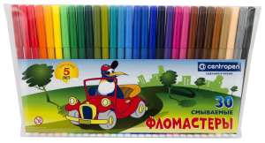 Фломастеры  30цв "Centropen. Пингвины", мягк.блистер европодвес