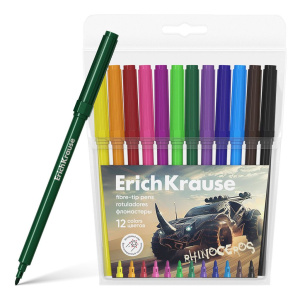 Фломастеры  12цв "Erich Krause. Road Beast", вент.колпачок, блистер