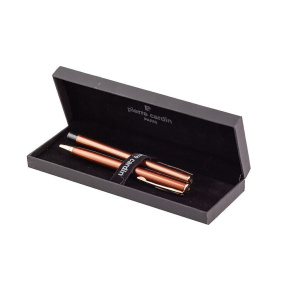 Набор: ручка шариковая+роллер Pier Cardin, корпус-латунь. Отделка бронзовое покрытие металлик