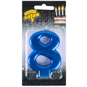 Свеча-цифра "8" Синяя, 8см
