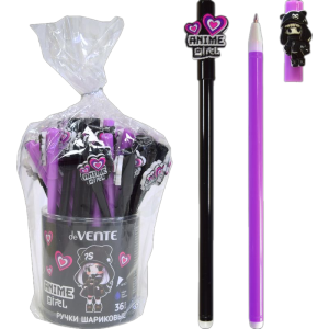 Ручка шар. deVENTE. Anime Girl" с декорат. элементом 0,7мм, синие чернила