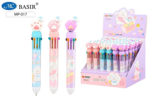 Ручка шар. многоцв.10-ти цветная, "Лапки"