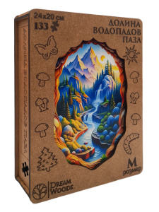 Пазлы деревянные 133 элементов 290*190мм  "Долина Водопадов"