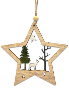 Подвесное украшение "Звёздочка", 11см, дерево