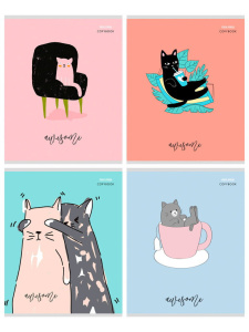 Тетрадь А5  96л кл. Проф-Пресс "Креативные котята" белизна 100%