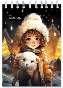 Блокнот А6  48л гребень "Милая девочка" кл., блестки