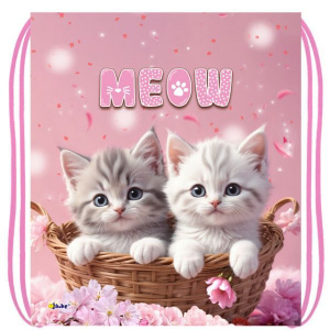 Мешок для обуви 1 отд, 410*490 "Котики в корзине" петля
