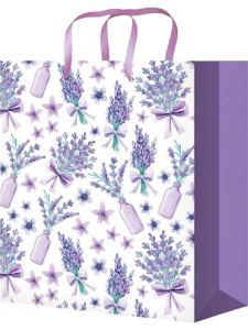 Пакет подар. бумажн. 14*11*6см, 128гр/м, Бутылочка лаванды