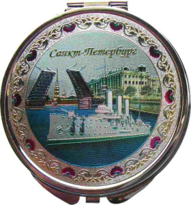 Зеркало 7см "Аврора-Мосты-Эрмитаж" серебро