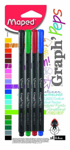 Набор капиллярных ручек "Maped Graph Peps" 0.4мм 4цв., в блистере