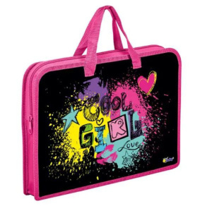 Папка А4 (340*245*40) с ручками, молния, пластик "Яркий логотип"