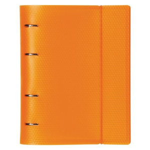 Тетрадь А5 на кольцах 120л кл. DIAMOND NEON Оранжевая, пластиковая обложка на резинке