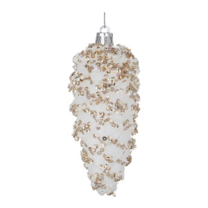 Подвесное украшение 12 см "Шишка" с декором, пластик