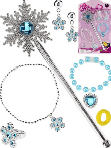 Набор "Снежная королева" палочка,ожерелье,сережки,кольцо,браслет,резинка
