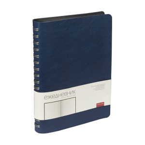 Ежедневник полудат. А5 кож.зам., мягк.пер., гребень, 208л. "Orbit. Синий"