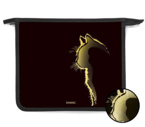 Папка д/тетрад. А5 (240*205*40) 1отд. молния сверху, пластик, фольга "Black cat"