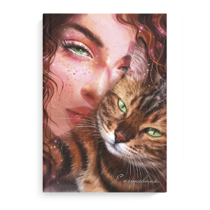 Ежедневник недат А5 7БЦ,  80л. "Diary. Девушка с рыжим котом" тисн.фольгой, софт-тач