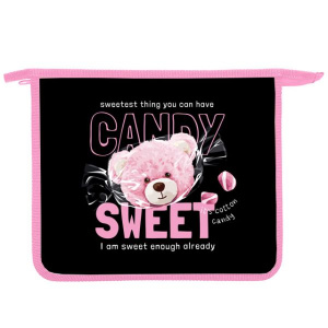 Папка д/тетрад. А5 (240*205*45) 1отд. молния сверху, пластик "Мишка Candy" диз. с двух сторон