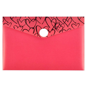 Конверт на кнопке  с рисунком 105*74мм, Сердечки