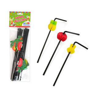 Трубочка д/коктейля бумажные "Фрукты"  12шт