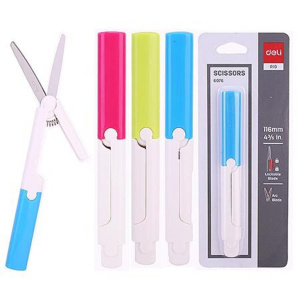 Ножницы Deli. Vivid  11,7 cм, складные, корп. ассорти