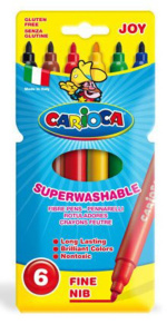 Фломастеры   6цв "Carioca Superwashable", картон.конверт