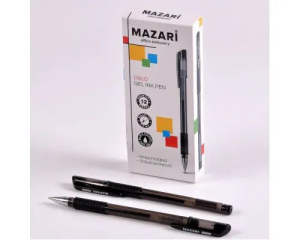 Ручка гелевая Mazari Cielo черная, 0,5мм, полупрозр.корпус, грип