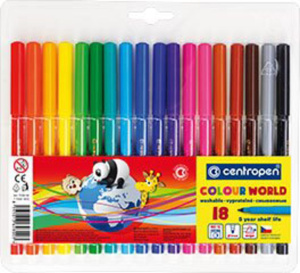 Фломастеры  18цв "Centropen colour world", треуг.захват, пластик.уп-ка