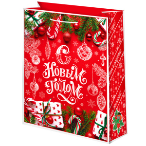 Пакет подар. бумажн. 41*56*24 см, 157гр/м2  Новогодний