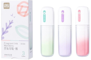 Набор текстовыделителей "Deli" 3 цв. и запаха, ароматизир., лаванда, мята, роза