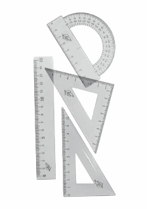 Набор геометрический малый (2 треуг. 15см лин., трансп.) прозрачный