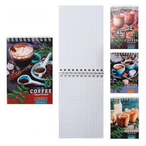 Блокнот А6  40л гребень "Чашка кофе" клетка