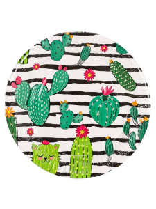 Тарелка бум. "Кактусы в полоску" 17 см, 6 шт. еврослот