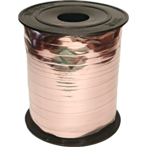 Лента упаковочная ПВХ 5мм*228м, металлик, розовая