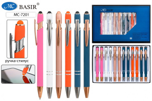Ручка шар.  2в1, ручка металл, стилус, софт-тач