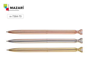 Ручка шариковая "JANO" 0,7мм, поворотный мех, мет.корпус с кристаллом, сменный стержень 107мм