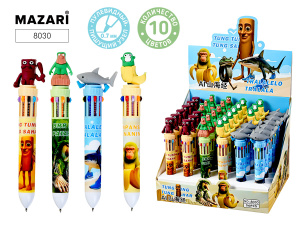 Ручка шар. многоцв. 10-ти цветная, "Итал. мем" цветной корпус, 0,7мм