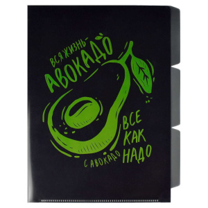 Папка уголок 3-х уровн. А4 "Авокадо" 220*310мм, пластик