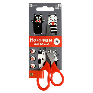 Ножницы детские Феникс+ "Черно-белые коты" 13,5 cм, нерж.сталь