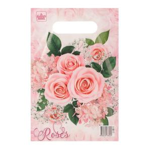 Пакет 30*20см (30мк) с вырубной ручкой "Воздушные розы" ПВД
