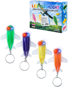 Брелок - фонарик 5см "Самолет" цвета ассорти