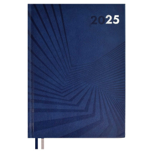 Ежедневник дат. 2025г, А5+ 176л., кож.зам., тв.пер. "Амальфи синий" тисн.фольгой, ляссе