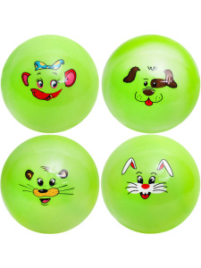 Мяч детский 12см "Мордашка" ассорти НЕ НАДУТЫЙ