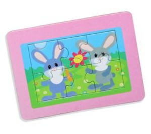 Пазл-рамка 145*100мм. 6 элементов "Зайчата"