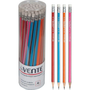 Карандаш deVENTE HB, трёхгранный, с ластиком, пастель, ассорти