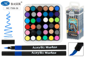 Набор маркеров акриловых  36цв. кистевидн. "Basir. Зебра" 1-5мм