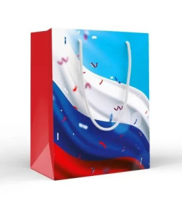 Пакет подар. бумажн. 18*23*10 см, 157гр/м2  Триколор