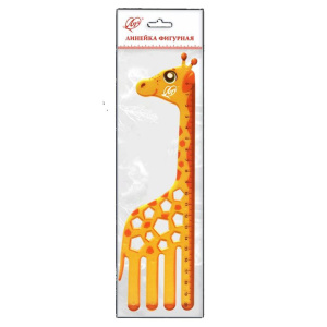 Линейка 20 см пластик. фигурная Жираф