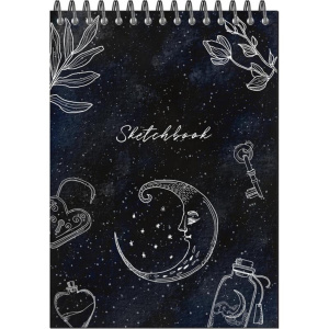 Скетчбук А5  20л., гребень, 120гр/м2 "SKETCHBOOK BLACK" чёрная бумага,  тв.обложка